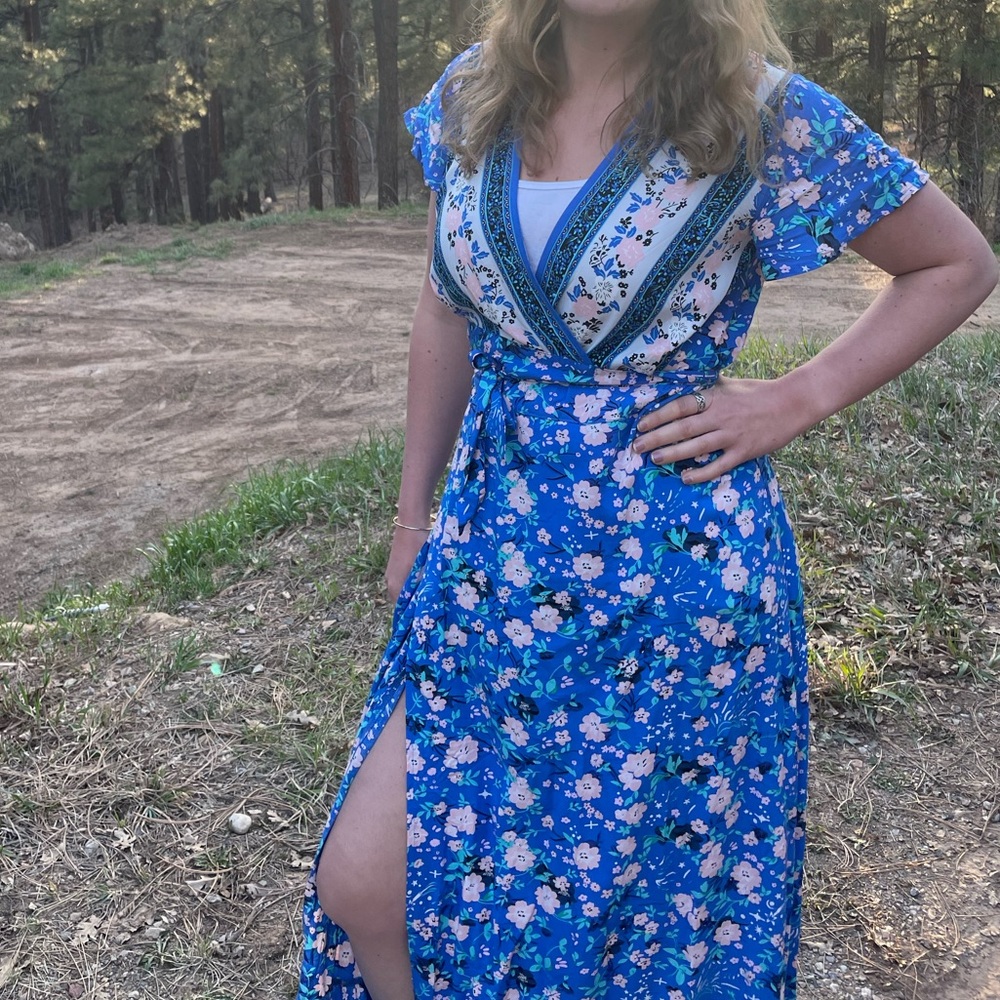 Zesica full length wrap dress, small.